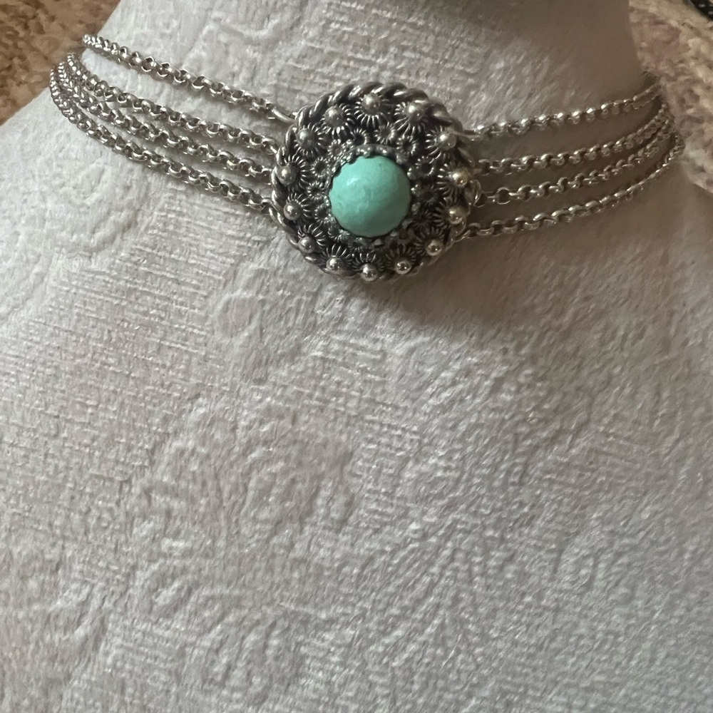 Silver and Turquoise Choker Necklace